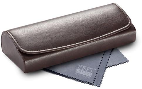 FEFI Brillenetui Hardcase - Premium Schutz für ihre Brille - Kunstleder in edler Leder-Optik, weiches Samt Innenfutter - Magnetverschluss, klassisch & elegant - Etui für Damen und Herren