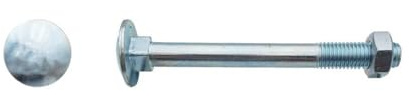 25 Boulons Tête Ronde Collet Carré TRCC 8 x 180 mm - DIN 603 - Zingué blanc - D-Work