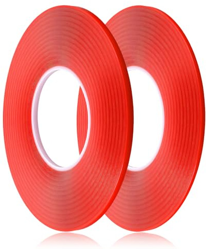 Exircy 2 Pcs Double Sided Red Line Tape, Fine Tape Red 2Size Heat Resistant Super Sticky Adhesive Fine Masking Tapes Painter Adhesive Automotive for DIY Car Auto Paint (33Ft x 2 Roll)