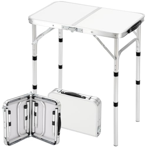 Velway Table de Camping Pliante Portable, Plateau 60×40 cm, Aluminium