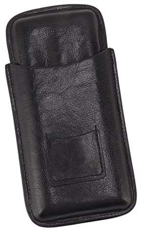 Hidyliu Cigarr Resefodral i Läder Lätt 3-fingrar Humidor med Ficka för Cigarrentusiaster 6,9 X 3,7 Tum Perfekt Present för Män (Svart)
