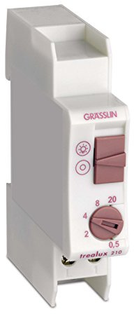 GRÄSSLIN - 18.13.0009.1 - Trealux 210 - Minutero de Escalera - 1 Posconexión - Montaje Carril DIN - Ajuste de Tiempo de 30 Segundos a 20 min - 230 V 50Hz