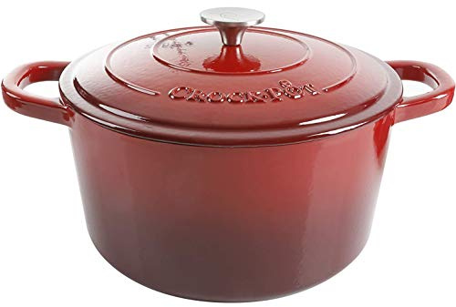 Crock-Pot Artisan Schmortopf, rund, emailliertes Gusseisen, 7 Viertel, Scharlachrot