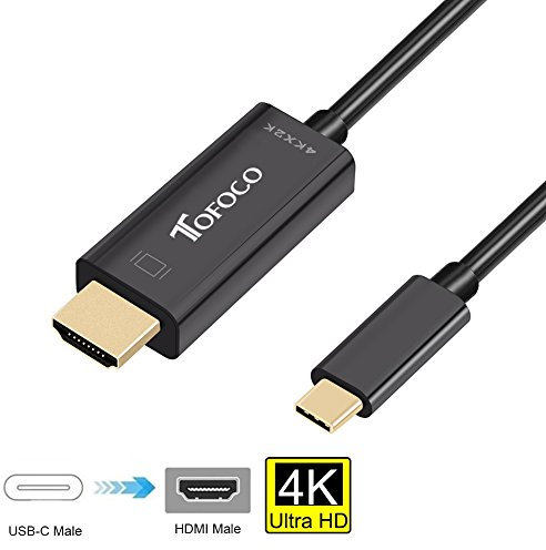 Type-C a HDMI Cavo, TOFOCO 4K*2K 3.1 USB-C to HDMI UHD TV Cable (Thunderbolt 3 Compatible) Adattatore per Nuovo Macbook, Chromebook Pixel, Huawei Matebook, Samsung Galaxy S8 S8 Plus - 6FT/1.8M