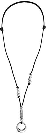 Beau Soleil Jewelry Lederkette Damen mit Anhänger Ring Ibiza Style Längenverstellbar (Schwarz)
