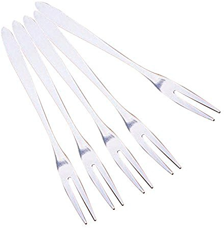 6pcs frutas tenedores, tenedores de dos púas de acero inoxidable tenedores Bistro – Tenedores de cata para aperitivos para tartas tenedores (fruit-fork)