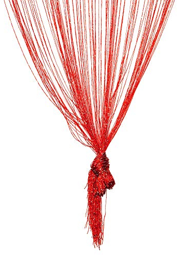 TRIXES String Dew Drop Curtain - Glitter Thread Red - Door or Window Panel Total Size: 90 x 200cm Perfect as Fly Screen