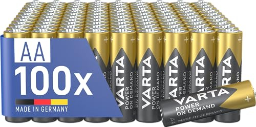 VARTA Batterien AA, 100 Stück, Power on Demand, Alkaline, 1,5V, Vorratspack in umweltschonender Verpackung, ideal für Computerzubehör, Smart Home Geräte