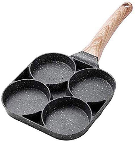zaizai Padella per Frittata a 4 Fori per Uova Hamburger Prosciutto Pancake Maker Padelle Antiaderenti Pane Affumicato Senza Olio Griglia per Colazione Wok