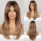 HAIRCUBE Pelucas de Pelo Sintético de Capas Largas Para Mujeres Ombre Negro-Marrón a Marrón con Raíces Oscuras