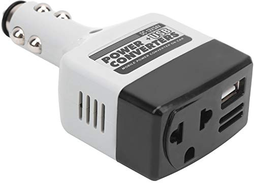 Convertidor de energía móvil de 12V a 220V, Adaptador de Cargador de automóvil Adaptador de Corriente Cargador de automóvil USB para Carga de teléfono móvil Negro