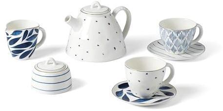 Lenox 893764 Blue Bay 9-Piece Tea Set, Porcelain, White