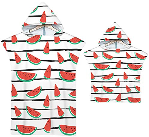 Erwachsene Kinder Strandtuch Wickeln Bademantel Poncho mit Kapuze Mikrofaser Frucht Grafik Druck Umhänge Kapuzen Erwachsene Bademantel zum Schwimmen Strand