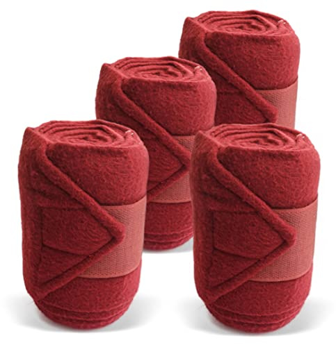 Pferdelinis Bandagen fürs Pferd aus Fleece mit Klettverschluss - Fleecebandagen Pferd im 4er Set mit praktischer Aufbewahrungstasche (Mini Shetland Pony (Mini Shetty), Bordeaux)