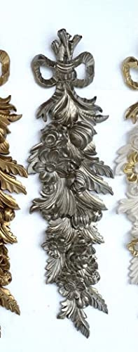Generisch Wanddeko Wandrelief-3D Rokoko Repro Wanddeko-Barock Ornament Applike 60x19 cm Wandbild Deko Türbogen Wandbehang Wandskulptur accessoires Wandobjekt C1503 (Antik Silber)