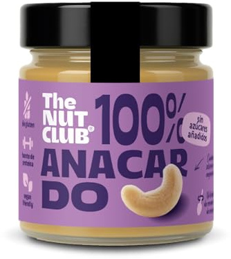 The Nut Club Crema de Anacardo 180 g - 100% Natural, Vegana, sin Azúcares Añadidos, sin Gluten y sin Cacahuete - Textura Cremosa Ideal para Untar, Desayunos y Postres