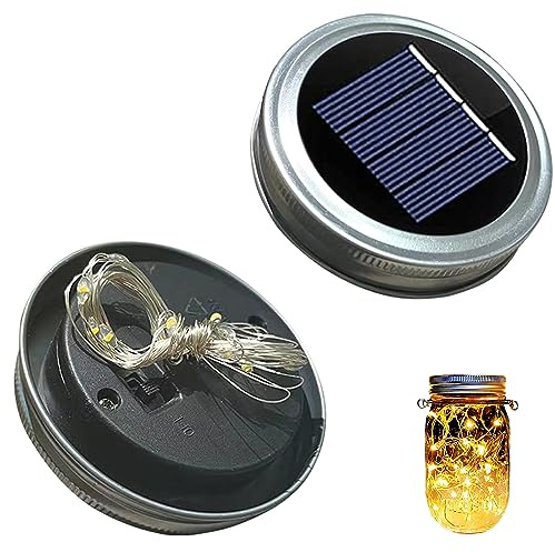 Luces solares de repuesto para regadera, linternas colgantes con 90 luces LED, conector desmontable (blanco cálido) (2 unidades para tarro de masón)