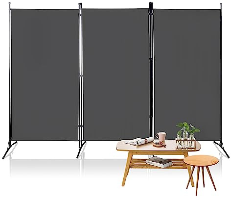 Joparri Paravent Trennwand 3 Teilig 260x180cm, Raumteiler Klappbar Freistehend Sichtschutz, Raumtrenner Innen, Faltbildschirm für Büros (Dunkelgrau) | Klappbarer Sichtschutz und Raumtrenner innen, freistehend als flexible Trennwand für Büro und Wohnbereich.