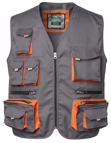 Yukirtiq Gilet de Travail d'Extérieur Multi-poches pour Homme Manteau sans Manche de Travail Gilet de Montage Vêtements de Travail Gilet sans Manches