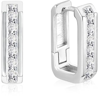 Creolen Ohrringe Damen Gold Silber 925 Glitzer Zirkon Geometrische Creolen | ALEXCRAFT Creolen Ohrringe Damen Gold Silber 925 Glitzer Glänzend Zirkon Geometrische Klein Dicke Huggie Schmuck Hypoallergen