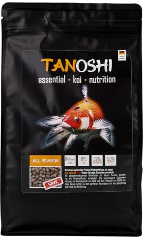 Tanoshi Koifutter - All Season Sink 1,2 kg 4,5 mm | sinkendes Winterfutter für Herbst, Frühjahr und Winter | Koifutter für ausgewogene Koi-Ernährung
