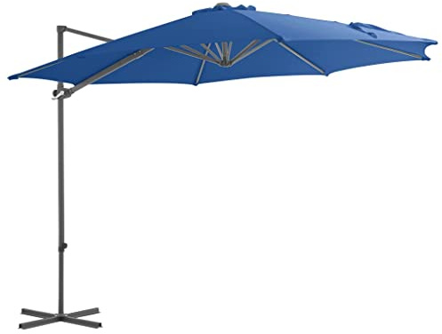 THOYTOUI Ampelschirm, Fishing umbrella Angel schirmzelt Fischerschirm Angelzelte Geeignet für Balkon Terrasse Veranda Garten mit Stahlmast Azurblau 250x250 cm