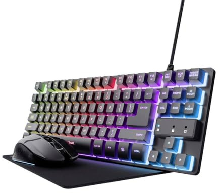 Trust GXT794 Kabelgebunden, Bluetooth® Gaming-Tastatur, Maus-Set Beleuchtet Deutsch, QWERTZ Schwarz