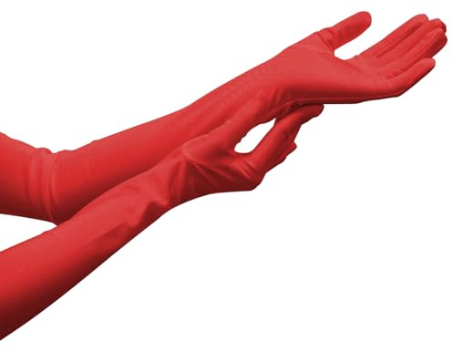 NebulaGlam 1920er Ellenbogen Lange Satin Handschuhe, Damen Elegant, Classic Abendhandschuhe (Rot)