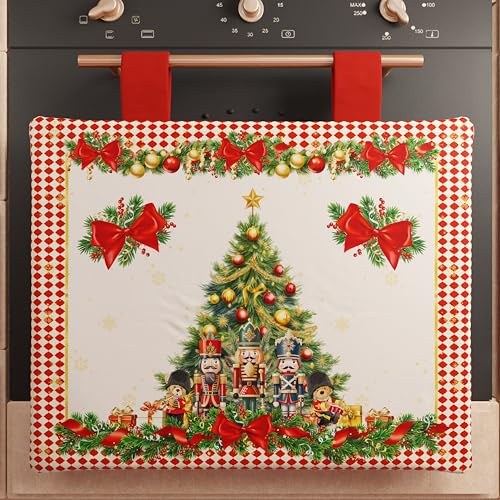 PETTI Artigiani Italiani - Copriforno Natalizio, Copriforno Cucina Natalizio, Copri Forno 40x50 cm, Copriforno Schiaccianoci Rosso, 100% Made in Italy