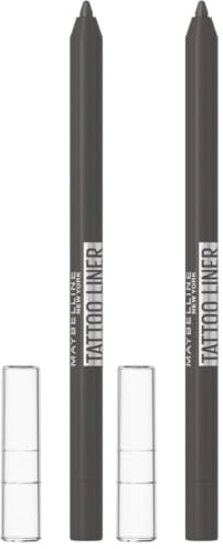 Maybelline New York Matita Occhi in Gel, Colore Intenso, Tenuta Fino a 36H, Formula No Transfer, Per Look Grafici e Definiti, Tattoo Liner Gel Pencil, Tonalità: Intense Charcoal (Confezione da 2)