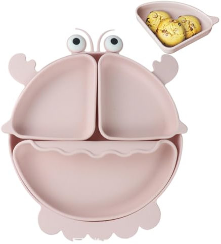 Teller mit Saugnapf für Kinder - Silikonteller mit Saugnapf für kleine Kinder | geteilte Teller für Kinder, die sich selbst ernähren | Kinderteller aus lebensmittelechtem Silikon, Teller unterteilt in