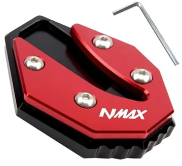 VQLDPX Motorrad-CNC-Ständerfuß-Seitenständer-Verlängerungspolster Für Yamaha NMAX125 NMAX155 NMAX 155 125 2015-2023 Motorradständer Platte Verbreiterung(Rot,X-1)