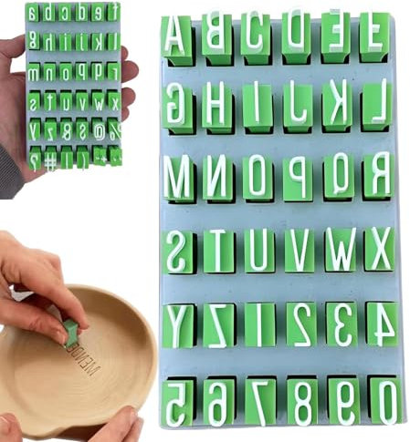 38 Timbri Lettere Alfabeto, Set Di Stampi Lettere Maiuscole Minuscole E Simboli Per Argilla, Pasta Di Zucchero, Biscotti