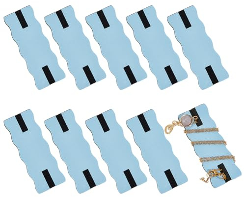 OLYCRAFT 10Pcs Portable Organisateur de Bijoux sans embrouille Bleu Clair Collier Organisateur sans embrouille Porte-Carte présentoir boîtier Universel Stockage de Colliers chaîne - 6.5x2.4x0.3cm