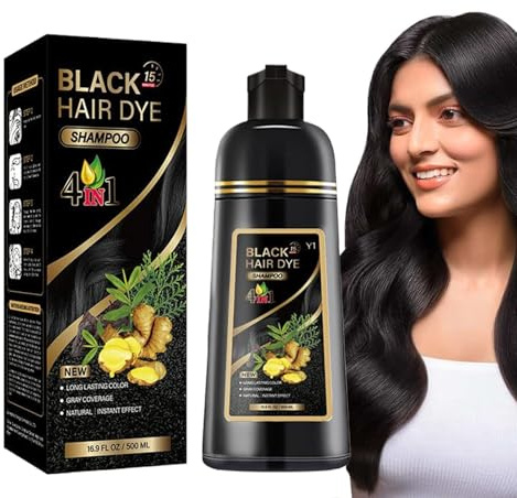 Champú Tinte Cubre Canas,500ml Black Hair Dye Shampoo 3 en 1,Tinte Natural para el Cabello,Champú Tinte para Canas,Tinte Pelo Instantáneo,Cubre Canas en Minutos para Mujer Hombre
