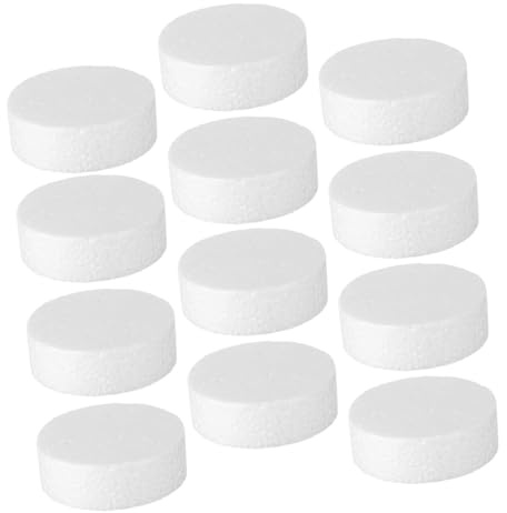 TEHAUX 20pezzi Dischi Bianchi di Schiuma Rotondi Piccoli Cerchi in Schiuma Cilindri Blocchi per Progetti Artistici Fai da Te Modellismo Scolastico Sculture Decorazioni