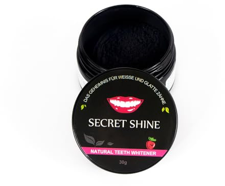 SECRET SHINE Natural Charcoal Teeth Whitening Powder, Natürliche Aktivkohle Pulver Zahnaufhellung und Reinigung, für weiße Zähne, entfernung von Zahnflecken, frischer Atem (30 g (1er Pack), Erdbeer)