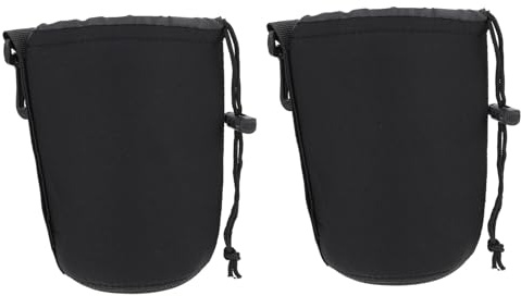 BESPORTBLE Borsa per Obiettivo Fotocamera in Neoprene Coulisse 2 Pezzi Taglia l Custodia Antiurto per Obiettivi Dslr Accessori Fotografici da Viaggio Moschettone per Cintura