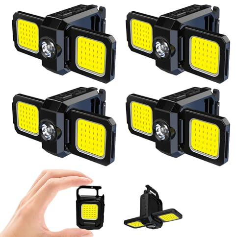 MAKDAK Lot de 4 porte-clés en forme de cob rechargeable EDC - Pliable - Avec décapsuleur - Pour camping, réparation de voiture, randonnée, réparation, panne de courant, promenade d'animaux domestiques