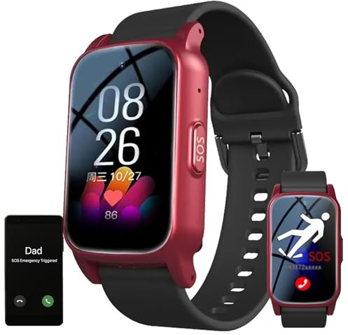SUNBGRPYE Reloj Anticaídas para Personas Mayores, Botón De Emergencia SOS + Recordatorio De Caídas, Llamadas HD | Monitoreo De Salud | Posicionamiento GPS, para Pacientes con Alzheimer Y Demencia Red
