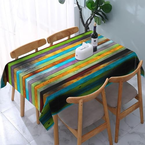Tischdecke Abwaschbar Grüne Streifen Tischdecke 120x120 Bunt Tischdecken Quadratisch Landhausstil Tischtuch Polyester Gartentischdecke Wetterfest für Party Outdoor A-0113