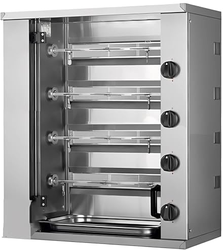 MBH - Asador de Pollos Industrial a gas MINI de 2,3,4 Espadas para Hostelería. Horno Asador Profesional de Tamaño Pequeño para 6, 9,12 pollos - MADE IN SPAIN (4 Espadas)