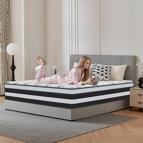 Matelas 160x200 cm, Épaisseur 30 cm, Hybride Matelas à Ressorts Ensachés Indépendant en Mousse à Mémoire de Forme, Silencieux sans Bruit, Mi-Ferme, Haute Résilience, Hypoallergénique, Respirant