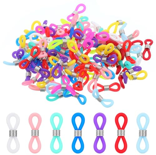 100 Stück Brillenkette Verbindung Brillenkettenenden Silikon Brillenband Anschlüsse Brillenverbinder Verstellbare Brillenkettenhalter Sonnenbrillen Kette Brillenbänder Anschlüsse (Mehrere Farben)