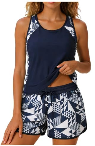 Tankinis Mujeres Tallas Grandes Traje de Baño 2 Piezas Bañador Reductor Vientre Plano Bikini Push Up con Shorts Conjuntos de Tankini Sport Bañadores Dos Piezas Deportivos Mujer Natacion Playa