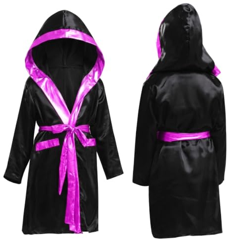 NIDONE Boxningsdräkt, barn halloween kostym, svart/lila | Barnstorlek passform, justerbar midja, halloween cosplay, Mma träning
