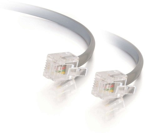 C2G RJ11 Modem Cable, Ethernet Network Cable, Silver Telephone Cable, 7 Foot DSL Cable, C2G 02970