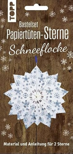 Papiertütensterne Bastelset Schneeflocke: Anleitung und Material für 2 tolle Papiertütensterne zum Selbermachen