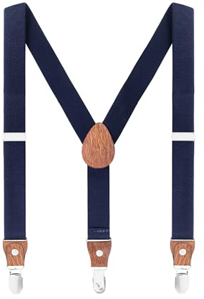 Baby småbarn barn hängslen för pojkar flickor 1-8 år barn elastiska och justerbara Y-rygg 3 klämmor 2,5 cm hängslen, Vanlig marinblå, 1-8 År