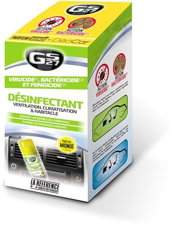 GS27 - Désinfectant Climatisation Voiture - Assainit la Ventilation et l'Habitacle - Parfum Monoï, Dark Sensation
